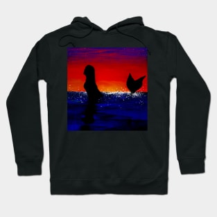 Mermaid swimming in the ocean, warm sunset Hoodie